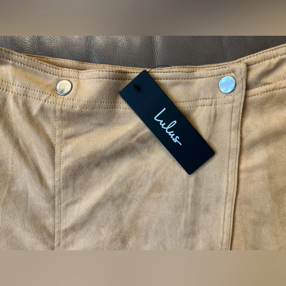 Lulus Let’s Wrap It Up Tan Suede Wrap Mini Skirt | Tan | Women’s XS - Picture 9 of 14